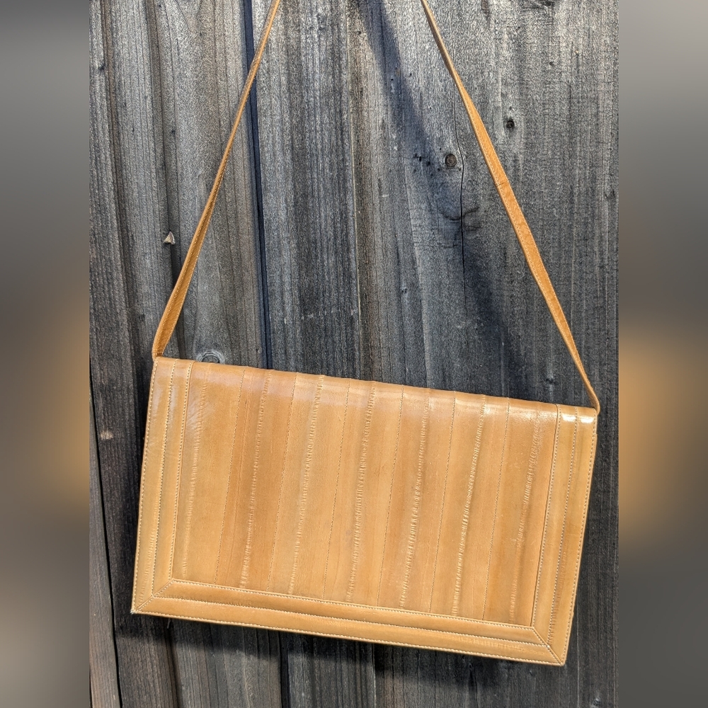 Tan Leather Shoulder Bag With Matching Wallet